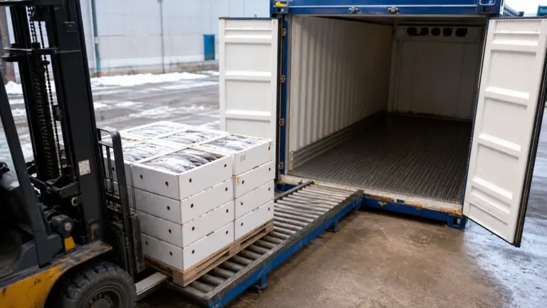 How Frozen Mackerel Is Loaded into Reefer Containers for Export